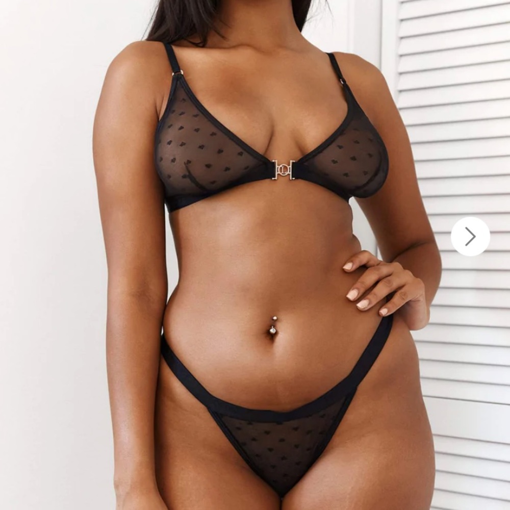 Lounge Underwear Love Heart Mesh Triangle Set